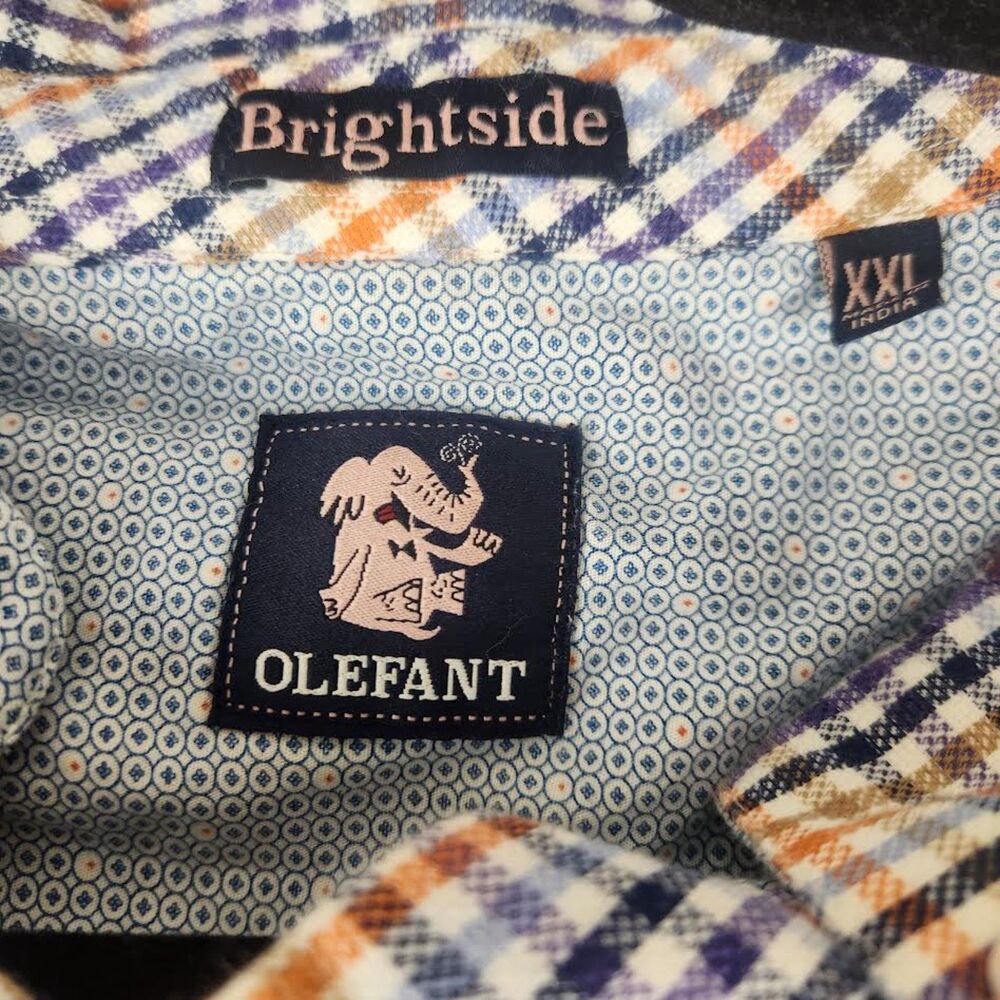 Brightside  Olefant Blue White Orange Plaid Shirt XXL Prep/Ivy Grandpa Core